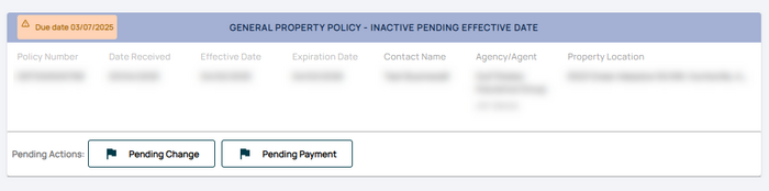 The policy in the Agency Workspace will show a Pending Payment (and perhaps a Pending Change) flag.